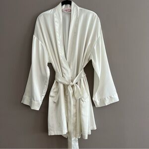 Victorias Secret Womens Robe Ivory Belted Kimono Solid One Size